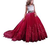 NNJXD - Vestido bordado de tul, de princesa, para fiesta, formal, largo Rouge-406 12-13 Years