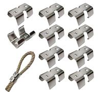 NNNJunhua Abrazaderas de cuerda de acero inoxidable 304 resistentes, abrazaderas de cuerda dobles, 2 líneas de clips de metal para cuerda de 8 mm a 12,5 mm, 10 piezas