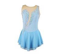 Nnnydjy Abito Da Pattinaggio Artistico Senza Maniche per Ragazze Costume Di Pattinaggio Sul Ghiaccio Girocollo Abbigliamento Sportivo Da Ginnastica Fatto A Mano con Strass,Azul,L