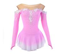 Nnnydjy Calcomanías para Mujeres Vestidos De Competición De Patinaje Artístico Vestido De Práctica De Patinaje sobre Hielo para Niñas Ropa Deportiva Artística Maillots De Gimnasia,Rosado,5_8Years