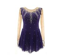 Nnnydjy Falda De Patinaje Morada Oscura Vestido De Competición De Patinaje Artístico Traje De Patinaje sobre Hielo para Mujer Ropa Deportiva para Niñas Mallas De Gimnasia,Púrpura,11_13Years