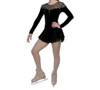 Nnnydjy Falda De Patinaje Negra Oscura Traje De Patinaje sobre Hielo De Manga Larga para Mujer Vestidos De Patinaje Artístico Sencillos Y Elegantes para Niñas Maillots De Gimnasia,Negro,11_13Years