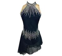Nnnydjy Falda De Patinaje Negra para Mujer Traje De Patinaje Artístico sobre Hielo Sin Mangas para Mujer Vestido para Gimnasia Niñas Conjunto De Aeróbic De Diseño Sencillo Y Elegante,Negro,5_8Years