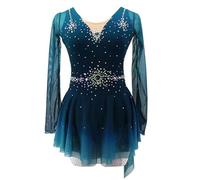 Nnnydjy Falda De Patinaje para Mujer Vestido De Competición De Patinaje Artístico para Mujer Traje Profesional De Patinaje sobre Hielo para Niña Conjunto De Una Pieza para Acrobacias,Azul,5_8Years