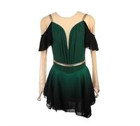 Nnnydjy Falda De Patinaje sobre Hielo para Mujer Traje De Ballet De Manga Larga con Cierre De Gancho Maillots De Gimnasia Vestidos De Práctica De Patinaje Artístico para Niñas,Verde,XXL