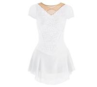 Nnnydjy Falda del Concurso De Patinaje De Chicas Disfraz De Patinaje sobre Hielo Vestidos De Patinaje Figurado De Los Diamantes De Las Mujeres Leotardos De Gimnasia Rítmicac,Blanca,M