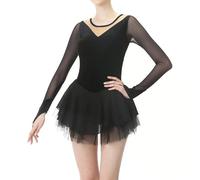 Nnnydjy Faldas Negras De Patinaje para Mujer Traje De Entrenamiento De Patinaje Artístico para Mujer Vestidos De Patinaje sobre Hielo para Niñas Terciopelo De Alta Elasticidad,Negro,XXXL