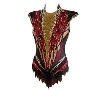 Nnnydjy Maillot De Gimnasia Profesional para Niñas Vestidos De Competición para Patinaje Artístico sobre Hielo para Mujer Ropa De Gimnasia Rítmica Hecha A Mano Alta Elasticidad,Rojo,5_8Years