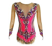 Nnnydjy Maillot De Gimnasia Rítmica con Falda Ropa Deportiva De Competición para Niñas Vestido De Patinaje Artístico sobre Hielo Mujer Trajes De Una Pieza para Gimnasia Acrobática,B,7_10Years