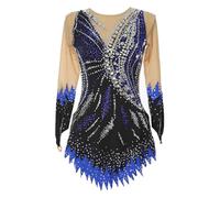 Nnnydjy Maillots De Gimnasia Rítmica Dane para Mujer Ropa Deportiva De Competición De Gimnasia para Niña Ropa De Patinaje Artístico con Cristales Traje De Patinaje sobre Hielo,Azul,7_10Years
