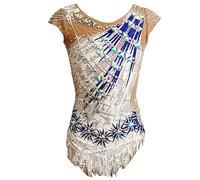 Nnnydjy Maillots De Gimnasia Rítmica para Niñas Ropa Deportiva De Competición para Gimnasia para Mujer Vestido De Patinaje Artístico sobre Hielo Ropa De Ballet para Niñas Pequeñas,Blanca,S