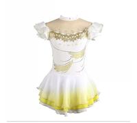 Nnnydjy Ropa De Danza para Patinaje Artístico Vestido De Patinaje sobre Hielo para Niñas Traje De Competición De Gimnasia para Mujeres Maillot De Ballet Elástico para Niñas Pequeñas,Blanca,S