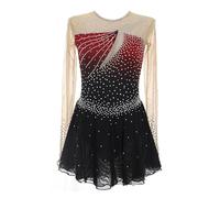 Nnnydjy Ropa Profesional De Patinaje Artístico para Niñas Vestido De Ballet Degradado para Niñas Pequeñas Falda Profesional De Patinaje sobre Hielo para Mujer Maillots De Gimnasia,Rojo,XXXL