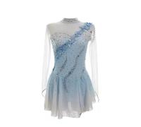 Nnnydjy Traje De Patinaje Artístico Femenino Ropa De Patinaje sobre Hielo Profesional para Niñas Trajes De Gimnasia Elásticos Hechos A Mano con Flores para Adultos,Azul,5_8Years