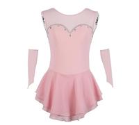 Nnnydjy Traje De Patinaje Artístico para Mujer Falda De Patinaje sobre Ruedas De Color Liso para Mujer Vestido De Entrenamiento De Patinaje Artístico sobre Hielo para Niña con Manga,E,5_8Years