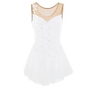 Nnnydjy Traje De Patinaje para Dama Vestidos De Competición De Patinaje Artístico sobre Hielo con Cuello Redondo para Niñas Maillot De Gimnasia Artística Clásica Calcomanías,G,12_15Years