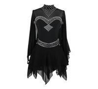 Nnnydjy Traje De Patinaje sobre Hielo De Manga Larga Vestido De Patinaje Artístico para Mujer Conjunto De Patinaje Artístico Hecho A Mano para Niñas Maillots Sencillos Y Elegantes,Negro,11_13Years