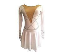Nnnydjy Traje De Patinaje sobre Hielo para Niñas Maillot De Gimnasia Rítmica Hecho A Mano para Mujer Sencillo Favorecedor Trajes para Espectáculos De Patinaje Artístico Manga Larga,Blanca,XXXL