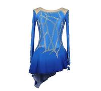 Nnnydjy Trajes Clásicos De Patinaje sobre Hielo Vestido De Competición De Patinaje Artístico para Niña Ropa De Patinaje sobre Ruedas para Mujer Maillots De Gimnasia Falda Asimétrica,Azul,XXXL