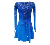 Nnnydjy Trajes De Competición Profesionales para Mujeres Patinando sobre Hielo Traje De Patinaje Artístico para Niñas Falda De Ballet para Niñas Maillots De Gimnasia Rítmica,Azul,15_16Years