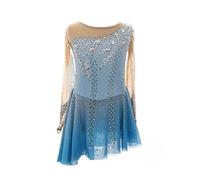 Nnnydjy Vestido De Competición De Patinaje Artístico Femenino Maillot De Ballet Y Gimnasia Femenino Traje Profesional De Patinaje sobre Hielo Femenino Dobladillo Asimétrico,Azul,M