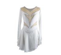 Nnnydjy Vestido De Competición De Patinaje Artístico para Mujer Traje De Manga Larga para Actuaciones De Patinaje sobre Hielo Niñas Ropa Profesional De Gimnasia Maillots De Ballet,Blanca,15_16Years