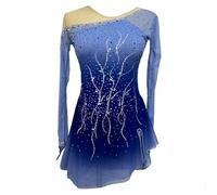 Nnnydjy Vestido De Competición De Patinaje Artístico para Niños Trajes Deportivos De Patinaje sobre Hielo para Niñas Falda De Ballet Artístico Maillot De Gimnasia Rítmica,Azul,7_10Years