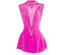 Nnnydjy Vestido De Competición De Patinaje Artístico Sin Mangas para Mujer Traje De Actuación para Patinaje sobre Ruedas Y sobre Hielo Maillot De Gimnasia Espalda Descubierta,E,15_16Years
