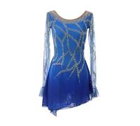 Nnnydjy Vestido De Competición De Patinaje Artístico sobre Hielo para Mujer Traje De Patinaje sobre Ruedas para Exteriores Hecho A Mano para Niña Maillot Deportivo De Gimnasia,Azul,XXXL