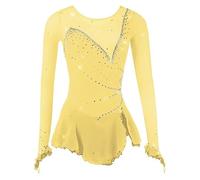 Nnnydjy Vestido De Competición De Patinaje sobre Hielo para Niñas Leotardos De Práctica De Gimnasia Rítmica Disfraz De Patinaje Artístico Falda De Patines Manga Larga,D,XXL