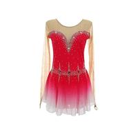 Nnnydjy Vestido De Competición Profesional De Patinaje Artístico Traje De Patinaje sobre Hielo Y Ruedas para Niñas Ropa De Patinaje De Alta Gama para Mujer Mallas De Gimnasia,Rojo,XXL