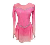 Nnnydjy Vestido De Danza sobre Hielo para Mujer Ropa De Gimnasia para Niñas Traje De Competición para Patinaje Artístico sobre Hielo O Ruedas Conjunto De Aeróbic De Manga Larga,Rosado,5_8Years