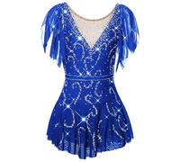 Nnnydjy Vestido De Manga Corta para Niña De Patinaje Artístico Traje De Baile De Rodillos De Hielo Maillot De Gimnasia para Niños Ropa De Patinaje Competición Diamantes De Imitación,C,5_8Years