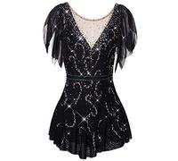 Nnnydjy Vestido De Manga Corta para Niña De Patinaje Artístico Traje De Baile De Rodillos De Hielo Maillot De Gimnasia para Niños Ropa De Patinaje Competición Diamantes De Imitación,A,XXXL