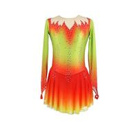 Nnnydjy Vestido De Patinagem Artística Feminina Multicolorido Roupa De Patinação Artística Infantil Manga Comprida Roupa De Ginástica Artística Collant De Ballet Artístico Infantil,A,12_15Years
