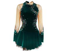 Nnnydjy Vestido De Patinaje Artístico Bordado para Niña Vestido De Baile De Patinaje sobre Hielo Ropa De Patinaje De Competición De Alta Elasticidad De Manga Larga,C,12_15Years