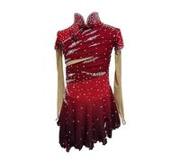 Nnnydjy Vestido De Patinaje Artístico para Niñas Cristales Falda De Patinaje sobre Hielo Profesional Traje De Competición De Gimnasia Hecho A Mano para Mujer Dobladillo Asimétrico,A,7_10Years