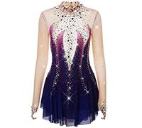 Nnnydjy Vestido De Patinaje Artístico Profesional De Moda para Niña Vestido De Competición De Patinaje sobre Hielo Degradado De Manga Larga para Mujer Gimnasia Artística Danza Ropa,F,S