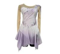 Nnnydjy Vestido De Patinaje Artístico Profesional para Niña Falda del Concurso De Patinaje sobre Hielo Gimnasia Artística Bailando Diamantes Brillantes Ropa De Leotardos De Ballet,Púrpura,11_13Years
