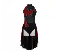 Nnnydjy Vestido De Patinaje Artístico Sin Mangas Traje De Patinaje Artístico Hecho A Mano Ropa De Gimnasia para Niñas Falda De Patinaje para Mujer con Apliques,Negro,11_13Years