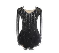 Nnnydjy Vestido para Competición De Patinaje Artístico Femenino Traje De Patinaje sobre Hielo O Patines De Ruedas Hecho A Mano para Niñas Maillots Artísticos Profesionales De Malla,Negro,XXL