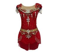 Nnnydjy Vestido Profesional De Patinaje Artístico para Competición para Niña Ropa Roja De Patinaje sobre Hielo para Actuaciones De Baile para Mujer Maillots De Gimnasia Artística,Rojo,15_16Years