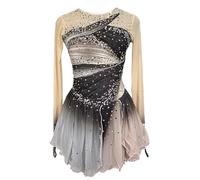 Nnnydjy Vestido Profesional De Patinaje Artístico para Niña Ropa para Competiciones De Patinaje sobre Hielo Maillot De Gimnasia Y Danza Trajes De Una Pieza para Acrobacias,Gris,XL
