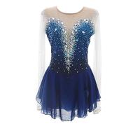 Nnnydjy Vestido Profesional De Patinaje Artístico sobre Hielo Falda Deportiva De sobre Ruedas para Mujer Ropa De Competición De Gimnasia Exquisito Traje De Patinaje para Mujer,Azul,XXL