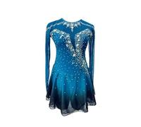 Nnnydjy Vestido Profesional De Patinaje Artístico Traje De Patinaje sobre Hielo para Niña Mujer Falda para Patinaje Y Danza Al Aire Libre Maillots De Gimnasia para Mujer Manga Larga,Azul,L
