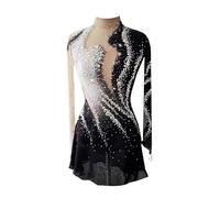 Nnnydjy Vestido Profesional para Competición De Patinaje Artístico sobre Hielo Teñido Degradado En Dos Colores Ropa De Patinaje De Alta Gama para Mujer Gimnasia para Niñas,Negro,S