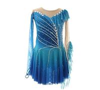 Nnnydjy Vestidos De Patinaje Artístico para Niñas Falda De Patinaje sobre Hielo para Espectáculos Traje De Competición De Ballet Maillots De Gimnasia Rítmica De Danza para Mujeres,Azul,4_6Years