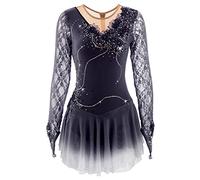 Nnnydjy Vestidos De Patinaje Artístico sobre Hielo con Encaje para Niñas Falda De Patinaje sobre Hielo para Mujer Calcomanías Traje De Competición De Gimnasia Y Ballet Alta Elasticidad,C,7_10Years