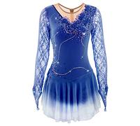 Nnnydjy Vestidos De Patinaje Artístico sobre Hielo con Encaje para Niñas Falda De Patinaje sobre Hielo para Mujer Calcomanías Traje De Competición De Gimnasia Y Ballet Alta Elasticidad,F,12_15Years