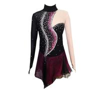 Nnnydjy Vestidos De Patinaje sobre Hielo para Niñas para Competición Cristal Brillante Falda De Patinaje Artístico para Mujer Ropa De Baile para Gimnasia Artística Hecho A Mano,Negro,15_16Years